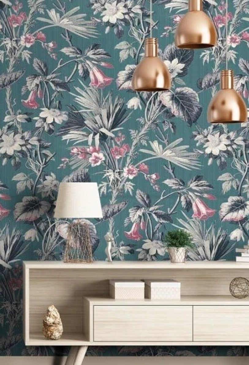 Blue tropical leaf wallpaper pattern look stunning at home